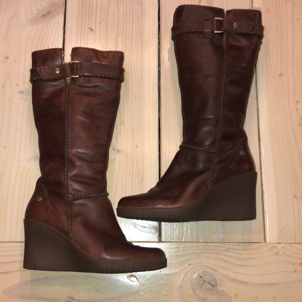 UGG leather wedged knee high boots